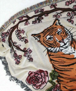 Calhoun & Co. HOMEBODY Tiger Rose Tapestry Cotton Throw Blanket