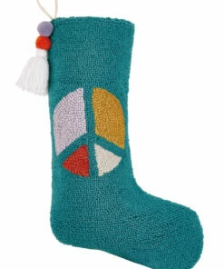 The Little Apple HOLIDAYS 40% OFF Green Peace Hook Stocking With Pom Pom Tassel
