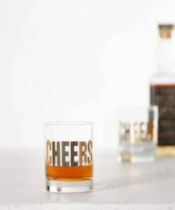 The Little Apple 20K Gold Cheers Rocks Glass HOMEBODY
