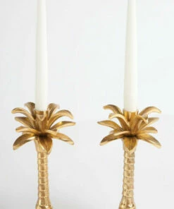 The Little Apple HOMEBODY Gold Palm Tree Candlestick Set (2)