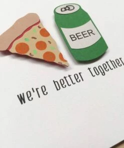 The Little Apple We're Better Together (Pizza & Beer) Valentine's Day Greeting Card LOVE NOTES