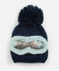 The Little Apple The Blueberry Hill Navy Ski Goggles Knit Hat