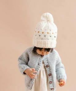 The Blueberry Hill Classic Cardigan Hand Knit Kid's Sweater- Bowie Grey CLOSET