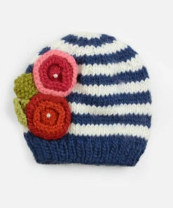 The Little Apple The Blueberry Hill Striped With Flowers Knit Hat