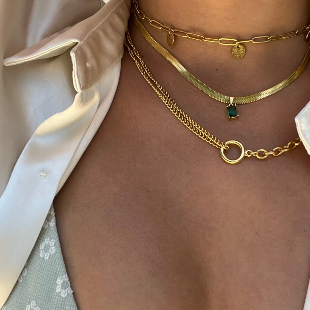 Outlet β¨ The Little Apple Jasper Multi Chain Gold Necklace JEWEL BOX π₯ 2 The Little Apple Jasper Multi Chain Gold Necklace JEWEL BOX