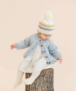 The Blueberry Hill Classic Cardigan Hand Knit Kid's Sweater- Bowie Grey CLOSET