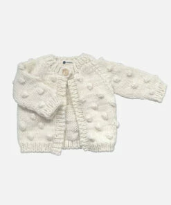 The Blueberry Hill CLOSET Popcorn Hand Knit Cardigan Kid's Sweater- Cream