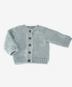 The Blueberry Hill Classic Cardigan Hand Knit Kid's Sweater- Bowie Grey CLOSET