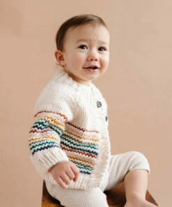 The Blueberry Hill CLOSET Retro Rainbow Stripe Cardigan Hand Knit Kid's Sweater