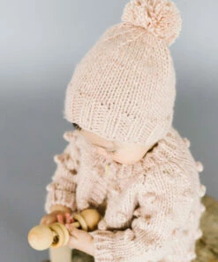 The Blueberry Hill Popcorn Hand Knit Cardigan Kid's Sweater- Blush Pink CLOSET