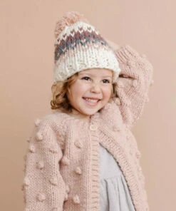 The Blueberry Hill Popcorn Hand Knit Cardigan Kid's Sweater- Blush Pink CLOSET