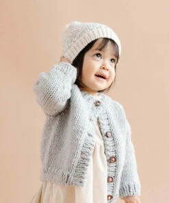 The Blueberry Hill Classic Cardigan Hand Knit Kid's Sweater- Bowie Grey CLOSET