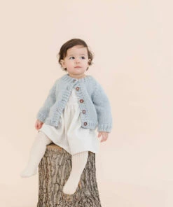 The Blueberry Hill Classic Cardigan Hand Knit Kid's Sweater- Bowie Grey CLOSET