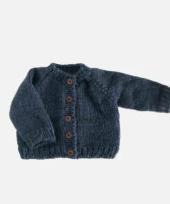 The Blueberry Hill CLOSET Classic Cardigan Hand Knit Kid's Sweater- Navy