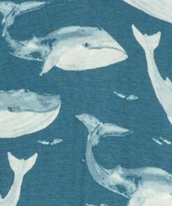 The Little Apple Milkbarn Blue Whale Bamboo Zipper Pajamas LITTLE APPLES