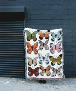 Calhoun & Co. Butterfly & Moth Cotton Throw Blanket HOMEBODY