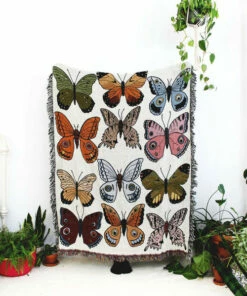 Calhoun & Co. Butterfly & Moth Cotton Throw Blanket HOMEBODY