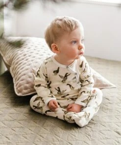 CLOSET Milkbarn Bamboo Owl Footed Romper