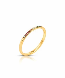 The Little Apple Tyra Gold Rainbow Dainty Ring