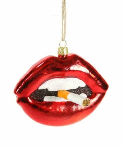The Little Apple Red Lips With Cig Ornament