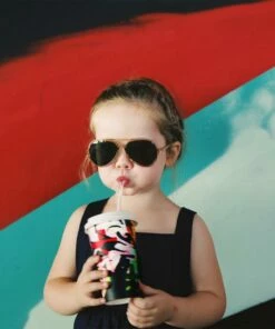 The Little Apple LITTLE APPLES Hipsterkid Sand Olive Polarized Aviator Sunglasses