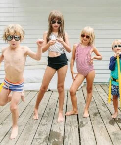 The Little Apple LITTLE APPLES Hipsterkid Classic Black Polarized Aviator Sunglasses