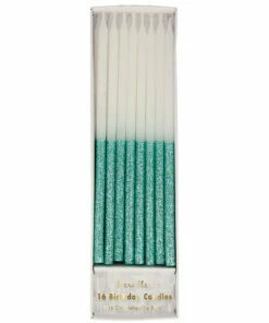 The Little Apple CANDLE OBSESSION Meri Meri Teal Green Glitter Dipped Candles