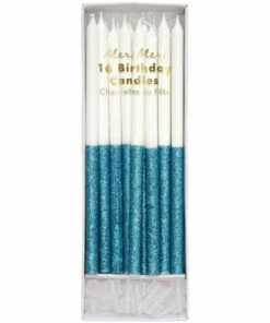 The Little Apple Meri Meri Blue Glitter Dipped Candles