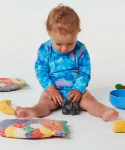 Kip & Co LITTLE APPLES Peace Love & Tie Dye Organic Cotton Baby Long Sleeve Onesie Romper