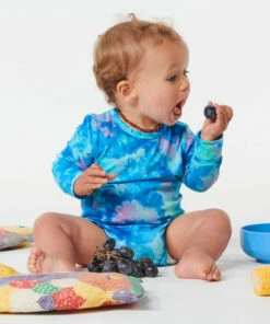 Kip & Co LITTLE APPLES Peace Love & Tie Dye Organic Cotton Baby Long Sleeve Onesie Romper