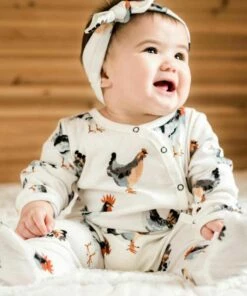 Best Sale 🎉 The Little Apple Milkbarn Bamboo Blue Bird Footed Romper 🎉 6 The Little Apple Milkbarn Bamboo Blue Bird Footed Romper