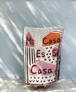 Calhoun & Co. HOMEBODY Mi Casa Es Su Casa Cotton Throw Blanket
