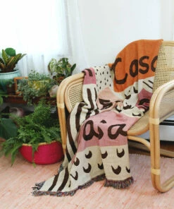 Calhoun & Co. HOMEBODY Mi Casa Es Su Casa Cotton Throw Blanket