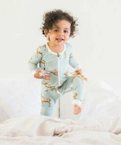 The Little Apple Milkbarn Blue Whale Bamboo Zipper Pajamas LITTLE APPLES