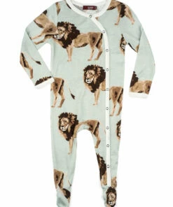 The Little Apple Milkbarn Bamboo Lion Footed Romper