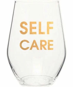 The Little Apple Self Care Gold Foil Stemless Wine Glass