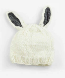 The Blueberry Hill White / Grey Ears Bunny Knit Hat CLOSET