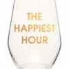The Little Apple The Happiest Hour Gold Foil Stemless Wine Glass HOMEBODY