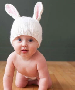 The Blueberry Hill White / Pink Ears Bunny Knit Hat CLOSET