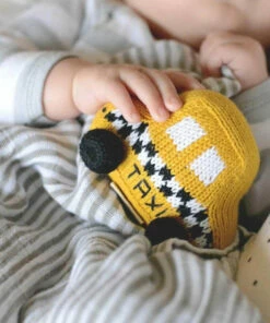 The Little Apple LITTLE APPLES Organic Cotton Taxi Baby Rattle