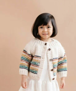 The Blueberry Hill CLOSET Retro Rainbow Stripe Cardigan Hand Knit Kid's Sweater