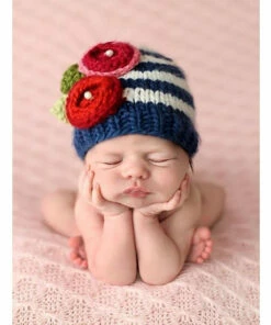 The Little Apple The Blueberry Hill Striped With Flowers Knit Hat
