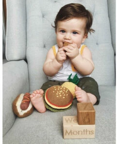 The Little Apple Organic Cotton Hamburger Baby Rattle
