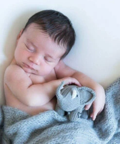 The Little Apple LITTLE APPLES Organic Cotton Elephant Baby Rattle