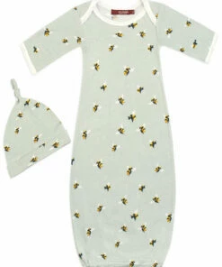 The Little Apple Milkbarn Bamboo Bumblebee Newborn Gown & Hat Set
