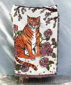 Calhoun & Co. HOMEBODY Tiger Rose Tapestry Cotton Throw Blanket