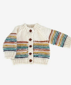 The Blueberry Hill CLOSET Retro Rainbow Stripe Cardigan Hand Knit Kid's Sweater