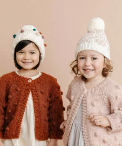 The Blueberry Hill Popcorn Hand Knit Cardigan Kid's Sweater- Blush Pink CLOSET
