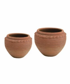 The Little Apple 9" Round X 7" H Textured Terracotta Planter Pot