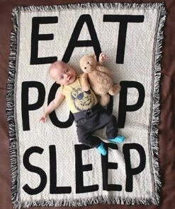 Calhoun & Co. Eat, Poop, Sleep Mini Tapestry Baby Blanket HOMEBODY